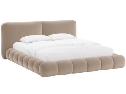 Tmavě béžová sametová dvoulůžková postel MICADONI Solange 160 x 200 cm