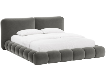 Tmavě šedá sametová dvoulůžková postel MICADONI Solange 180 x 200 cm