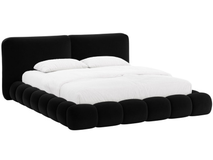Černá sametová dvoulůžková postel MICADONI Solange 180 x 200 cm