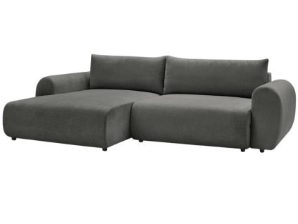 Šedá čalouněná rohová rozkládací pohovka Lucien 314 cm, levá
