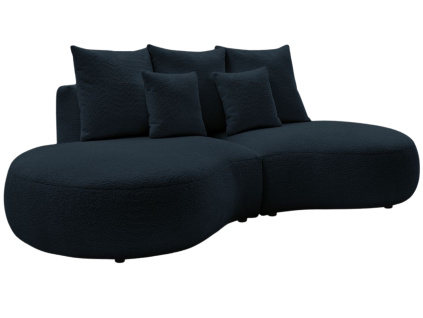 Tmavě modrá bouclé trojmístná pohovka Saint-Germain 260 cm