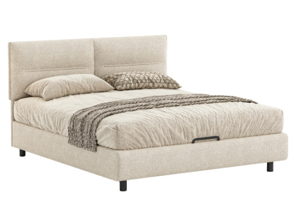 Béžová čalouněná dvoulůžková postel Salerno 200 x 200 cm