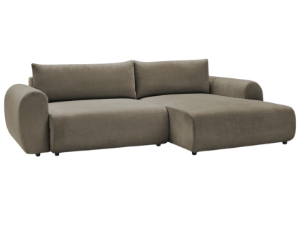 Hnědá čalouněná rohová rozkládací pohovka Lucien 314 cm, pravá