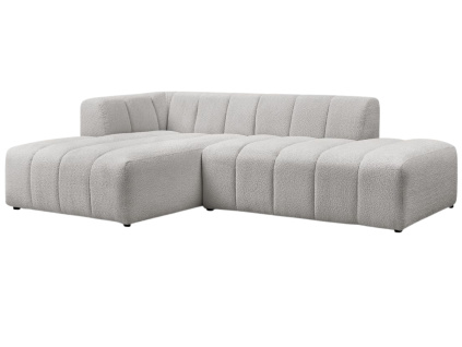 Světle šedá bouclé rohová pohovka Annecy 262 cm, levá