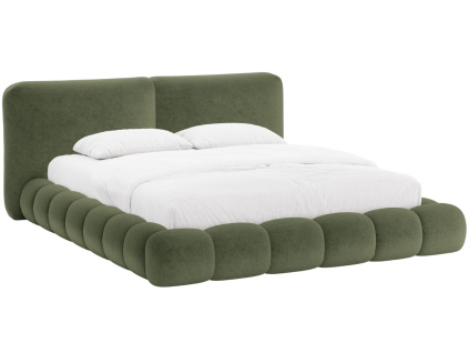 Zelená žinylková dvoulůžková postel MICADONI Solange 160 x 200 cm