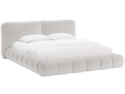 Světle šedá žinylková dvoulůžková postel MICADONI Solange 160 x 200 cm