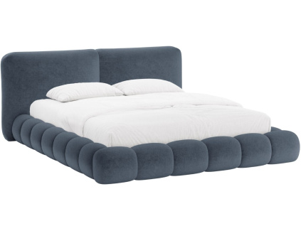 Tmavě modrá žinylková dvoulůžková postel MICADONI Solange 180 x 200 cm