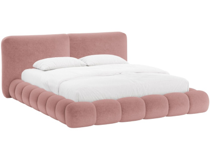 Růžová žinylková dvoulůžková postel MICADONI Solange 180 x 200 cm