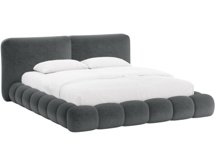 Tmavě šedá žinylková dvoulůžková postel MICADONI Solange 180 x 200 cm