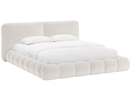 Světle béžová žinylková dvoulůžková postel MICADONI Solange 180 x 200 cm