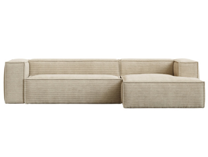 Béžová manšestrová rohová pohovka Blok 300 cm, pravá