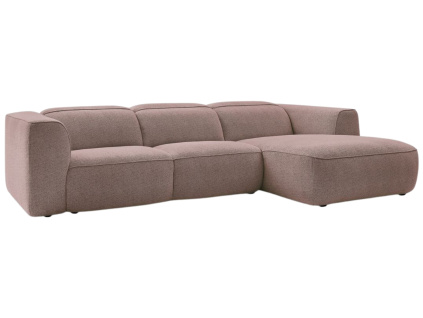 Růžová rohová pohovka William 298 cm, pravá