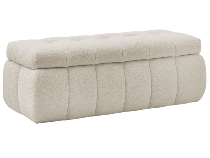 Béžová bouclé lavice Mont-Blanc 144 cm s úložným prostorem