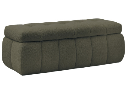 Zelená bouclé lavice Mont-Blanc 144 cm s úložným prostorem