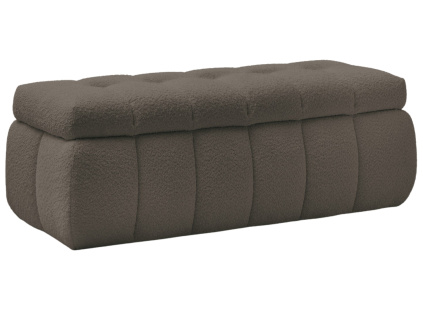 Hnědá bouclé lavice Mont-Blanc 144 cm s úložným prostorem
