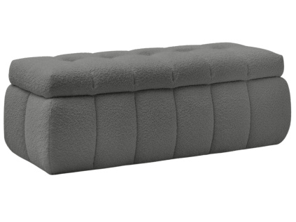 Tmavě šedá bouclé lavice Mont-Blanc 144 cm s úložným prostorem
