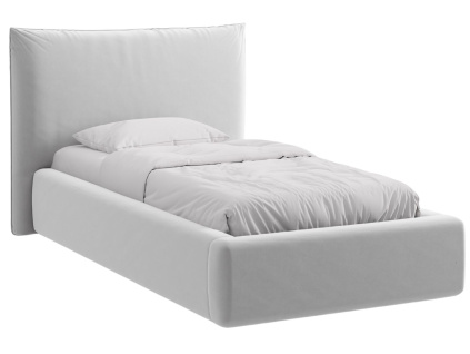 Světle šedá sametová jednolůžková postel MICADONI Kaelle 90 x 200 cm s úložným prostorem