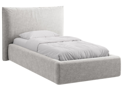 Světle šedá žinylková jednolůžková postel MICADONI Kaelle 90 x 200 cm s úložným prostorem