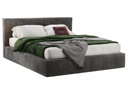 Tmavě šedá čalouněná dvoulůžková postel Bergamo 160 x 200 cm