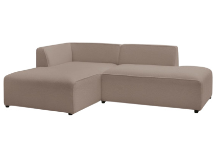 Hnědá bouclé rohová pohovka Megeve 250 cm, levá