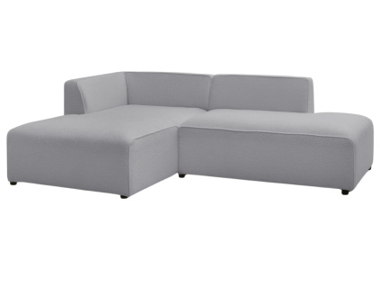 Světle šedá bouclé rohová pohovka Megeve 250 cm, levá