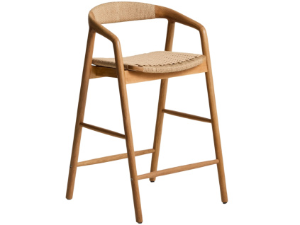 Dubová barová židle kave Home Derile 65 cm s výpletem