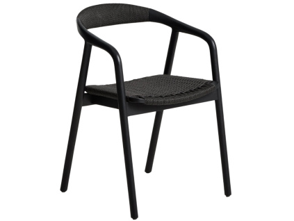 Černá dubová  židle kave home Derile s výpletem