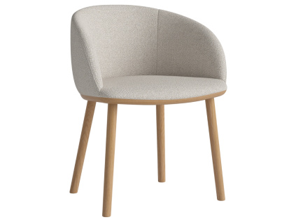 Béžová bouclé jídelní židle Join s dubovou podnoží