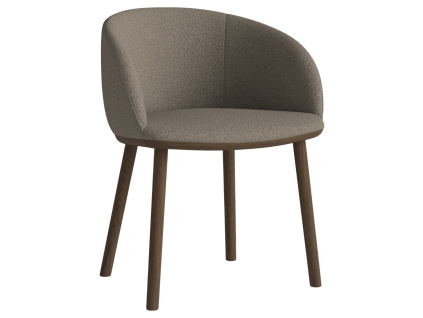 Světle hnědá bouclé jídelní židle Join s tmavou dubovou podnoží