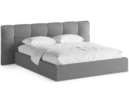 Tmavě šedá bouclé dvoulůžková postel MICADONI Eric 160 x 200 cm s úložným prostorem