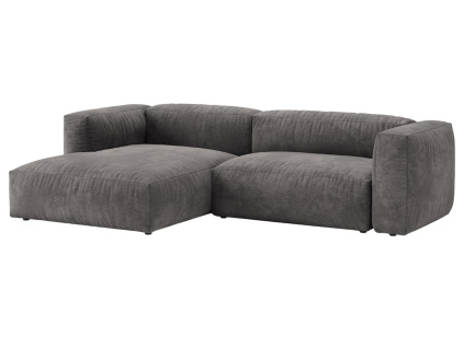 Šedá sametová rohová rozkládací pohovka Micadoni Martina 280 cm, levá