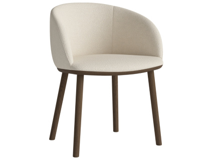 Krémově bílá bouclé jídelní židle Join s tmavou dubovou podnoží