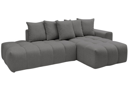 Tmavě šedá čalouněná rohová pohovka Mont-Blanc 313 cm, pravá