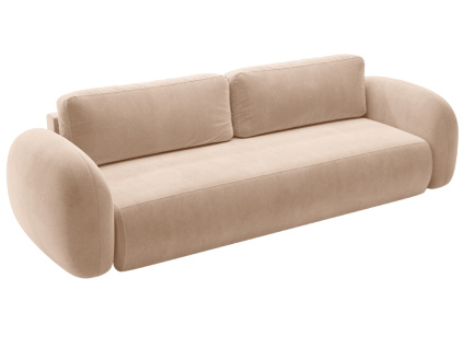 Béžová sametová rozkládací pohovka Kora 262 cm