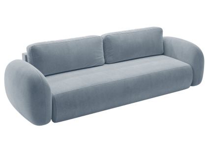 Modrošedá sametová rozkládací pohovka Kora 262 cm