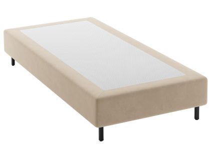 Béžová sametová jednolůžková postel Micadoni Whale 90 x 200 cm