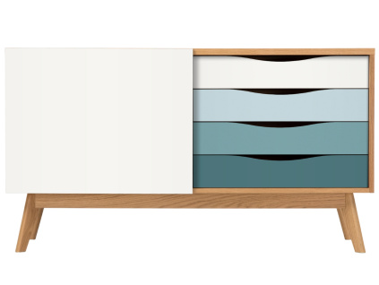 Bílo modrá dubová komoda Woodman Avon 128 x 42 cm