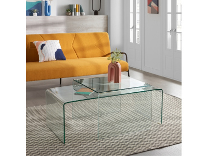 Skleněný konferenční stolek Kave Home Burano 60 x 60 cm