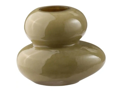 Zelená skleněná váza BULB 11 cm