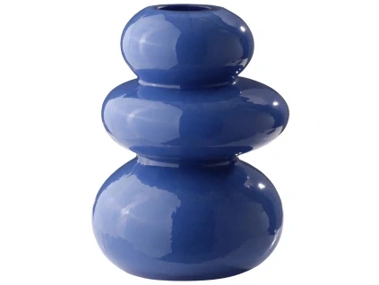 Modrá skleněná váza BULB 15 cm