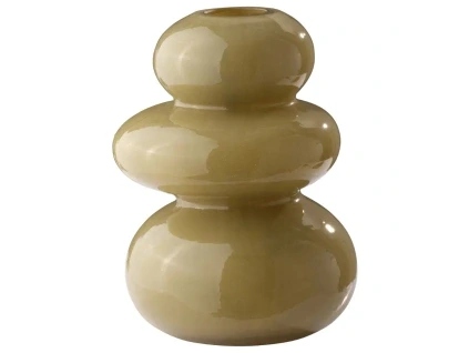 Zelená skleněná váza BULB 15 cm