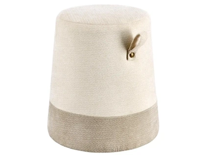 Béžovošedý čalouněný puf Bizzotto Deva Ø39 cm