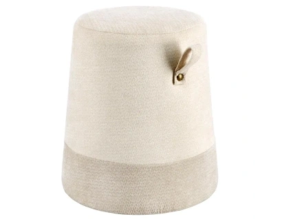 Béžový čalouněný puf Bizzotto Deva Ø39 cm