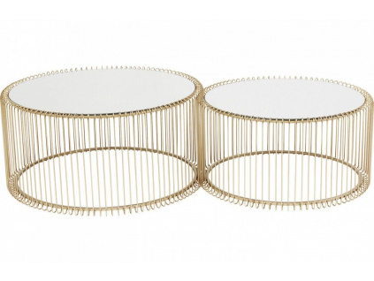 Set dvou mosazných konferenčních stolků Wire 69,5/60 cm