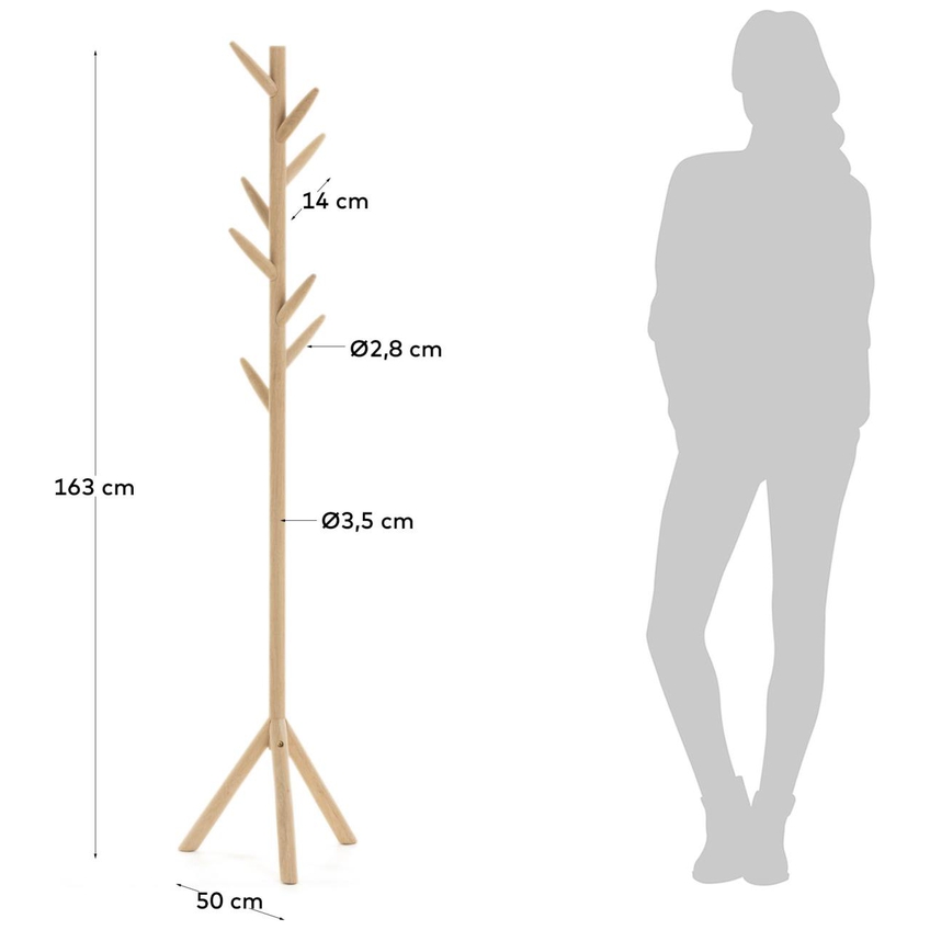 Březový stojací věšák Kave Home Natane 163 cm