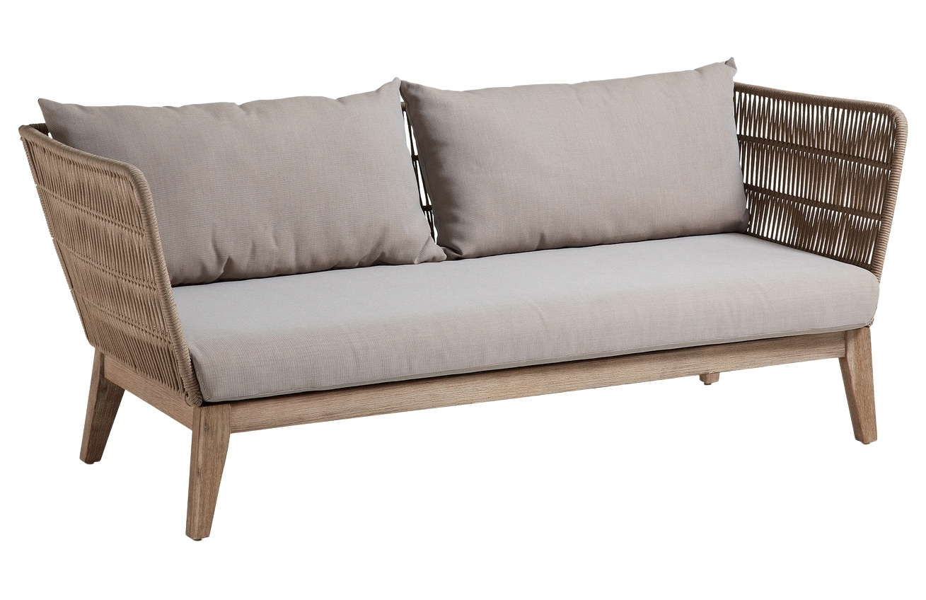 B&eacute;žov&aacute; l&aacute;tkov&aacute; zahradn&iacute; pohovka Kave Home Belleny 176 cm s v&yacute;pletem