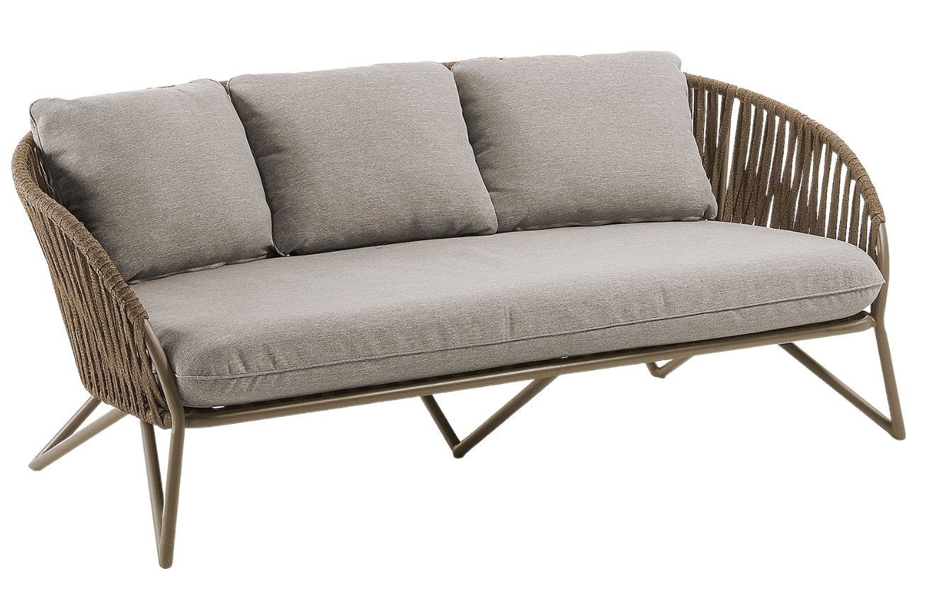 Hněd&aacute; l&aacute;tkov&aacute; zahradn&iacute; pohovka Kave Home Branzie 180 cm