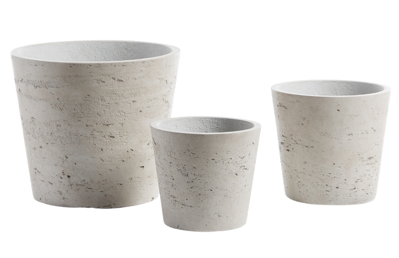 Set tří šedých betonových květináčů Kave Home Low Ø 14/16,5/23,5 cm