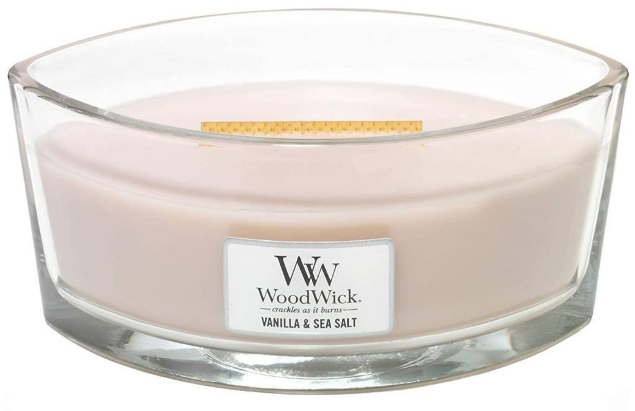Vonná svíčka WoodWick loď, Vanilla & Sea Salt