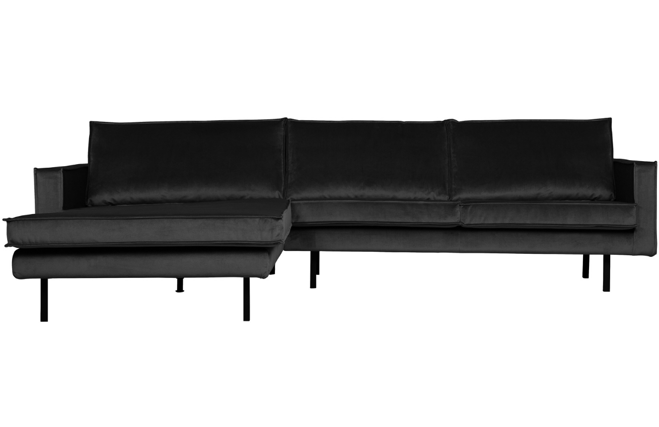 WOOOD Antracitově &scaron;ed&aacute; sametov&aacute; rohov&aacute; pohovka Raden 300 cm, lev&aacute;